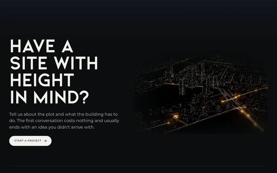 The closing scene: Rotterdam at night with lit streets and the headline Have a site with height in mind?
